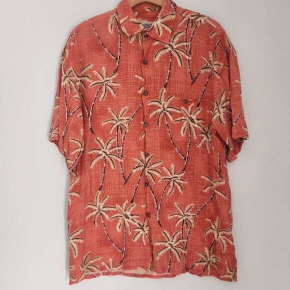 Windham Pointe Hawaiian Shirt Rayon Floral Vacation Red Button Up Medium - Picture 4 of 9